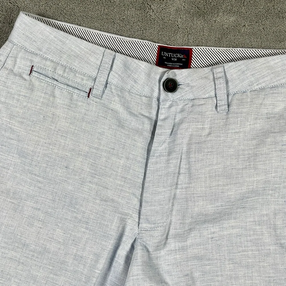 UNTUCKit Shorts Mens 30 Blue St. Julien Linen Blend Chino 9 Inseam Casual Summer